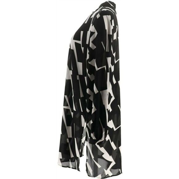Dennis Basso Printed Woven Button Front Duster - Picture 4 of 7